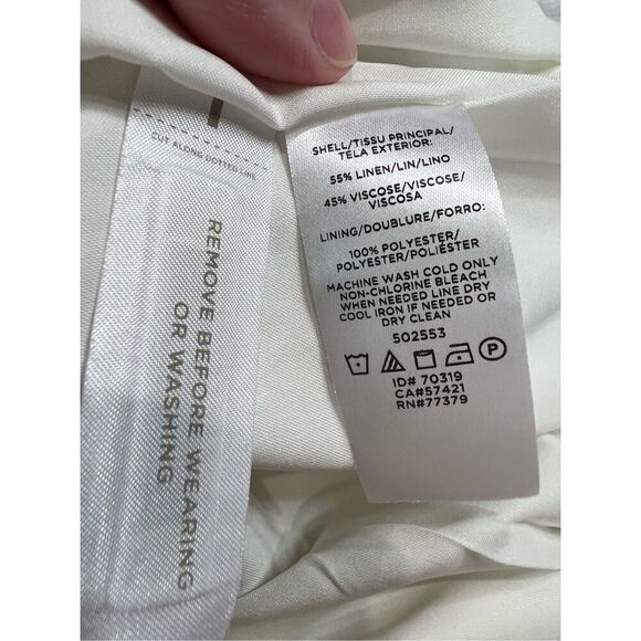 Ann Taylor Cream Tropical Palm Linen Blend Pocket Pencil Skirt Sz 8 Women’s NWT - Picture 8 of 8